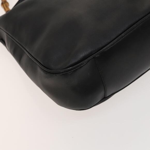 GUCCI Bamboo Hand Bag Leather Black Gold 001 001 - Picture 13 of 16